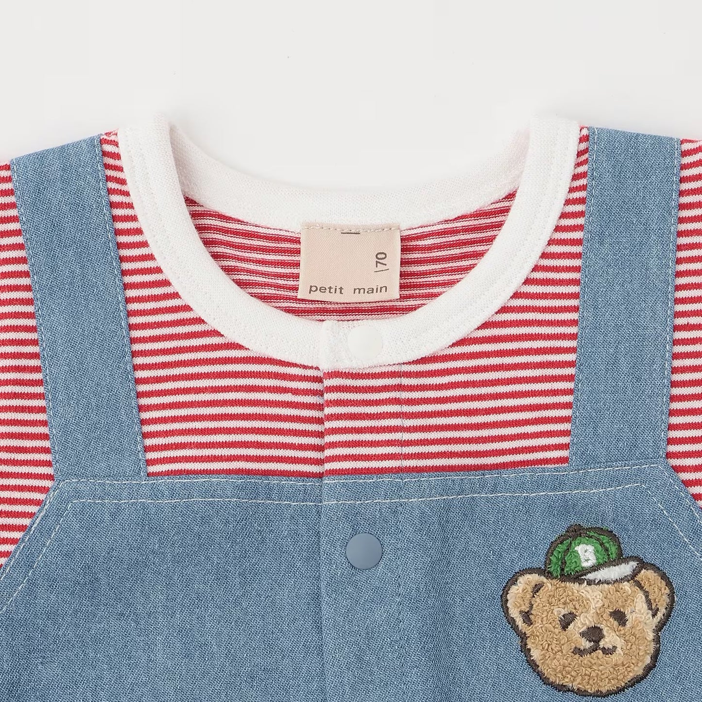 日本童裝 pe#main 假兩件熊仔連衣 70-80cm 男童款 初生嬰兒 夏季 Jumpsuit