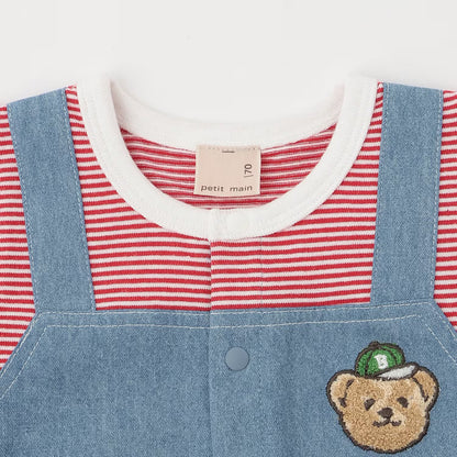 日本童裝 pe#main 假兩件熊仔連衣 70-80cm 男童款 初生嬰兒 夏季 Jumpsuit