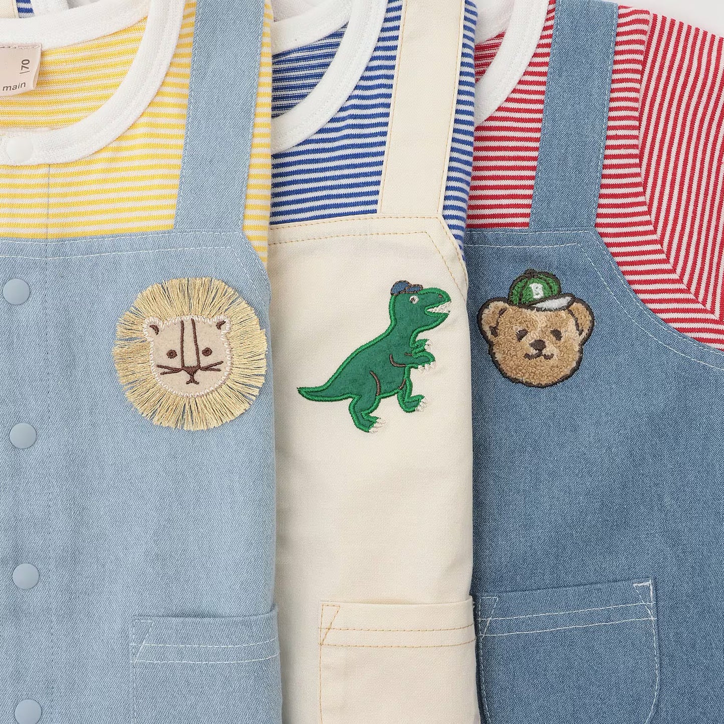 日本童裝 pe#main 假兩件熊仔連衣 70-80cm 男童款 初生嬰兒 夏季 Jumpsuit