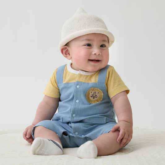 日本童裝 pe#main 假兩件熊仔連衣 70-80cm 男童款 初生嬰兒 夏季 Jumpsuit