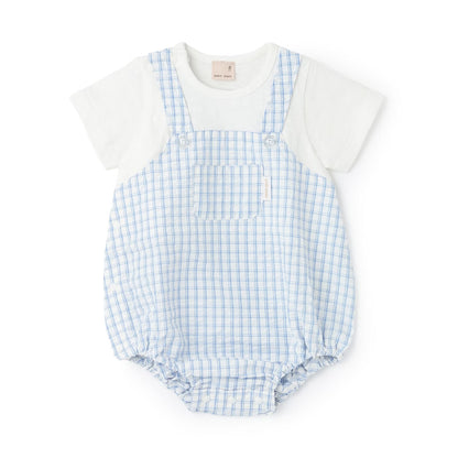 日本童裝 pe#main 假兩件連衣 70-80cm 男童款 初生嬰兒 夏季 Jumpsuit