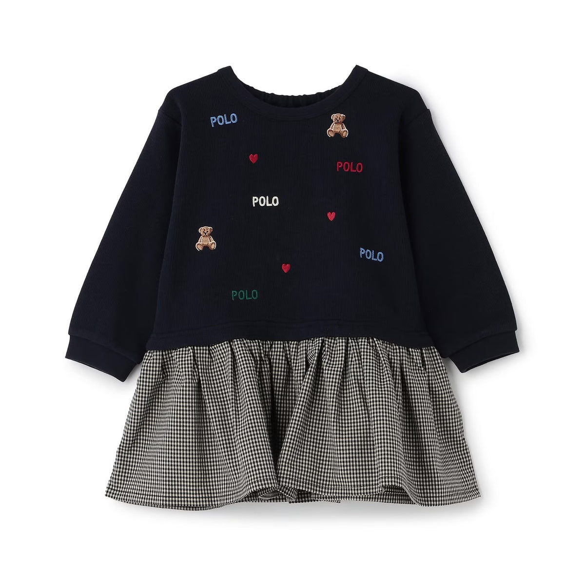 日本童裝 pe#main x【POLO BCS】假兩件拼接連身裙 80-130cm 女童款 秋季 DRESSES
