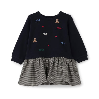 日本童裝 pe#main x【POLO BCS】假兩件拼接連身裙 80-130cm 女童款 秋季 DRESSES