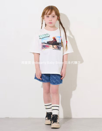日本童裝 X-girl Stages 滑板女孩照片印花上衣 80-140cm 女童款 夏季 TOPS