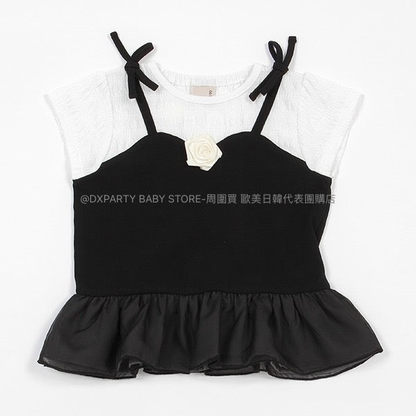 日本童裝 pe#main 玫瑰假兩件上衣 80-130cm 女童款 夏季 TOPS