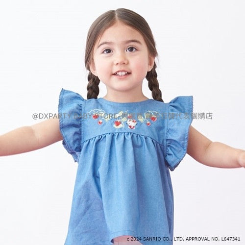 日本童裝 pe#main x Sanrio 刺繡花紋上衣 80-130cm 女童款 夏季 TOPS