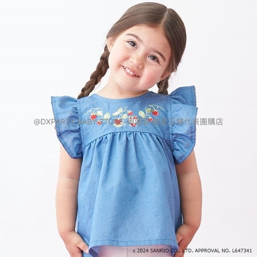 日本童裝 pe#main x Sanrio 刺繡花紋上衣 80-130cm 女童款 夏季 TOPS