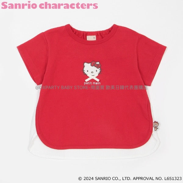 日本童裝 pe#main x Sanrio 刺繡圖案上衣 80-130cm 女童款 夏季 TOPS