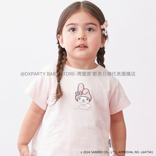 日本童裝 pe#main x Sanrio 刺繡圖案上衣 80-130cm 女童款 夏季 TOPS