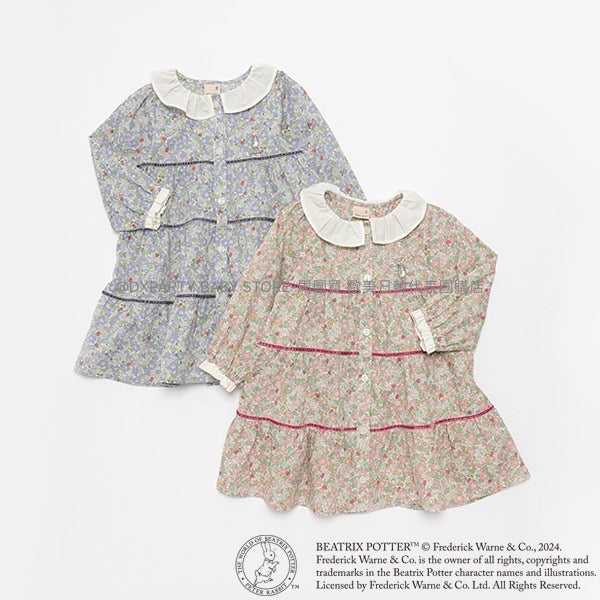 日本童裝 pe#main x PETER RABBIT 碎花襯衫連身裙 80-130cm 女童款 秋季 DRESSES