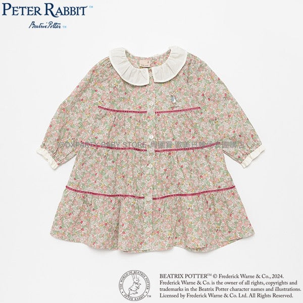 日本童裝 pe#main x PETER RABBIT 碎花襯衫連身裙 80-130cm 女童款 秋季 DRESSES