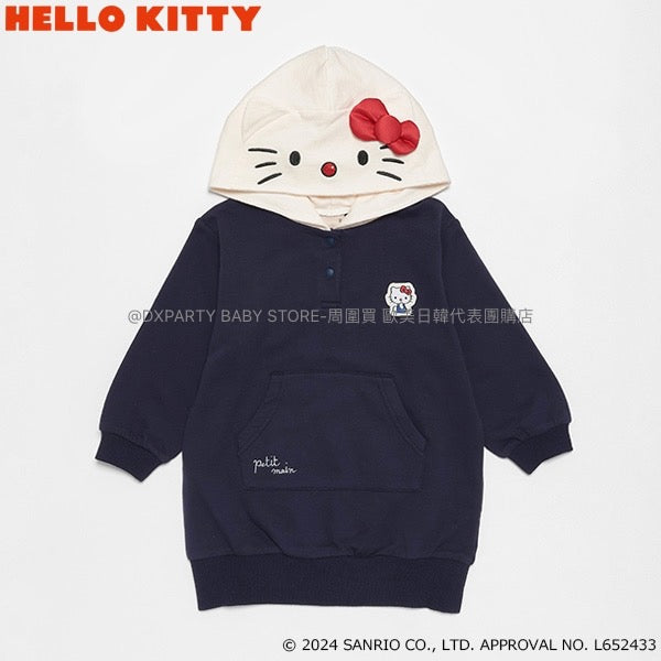 日本童裝 pe#main x Sanrio Hello Kitty連帽衛衣裙 80-130cm 女童款 秋季 DRESSES