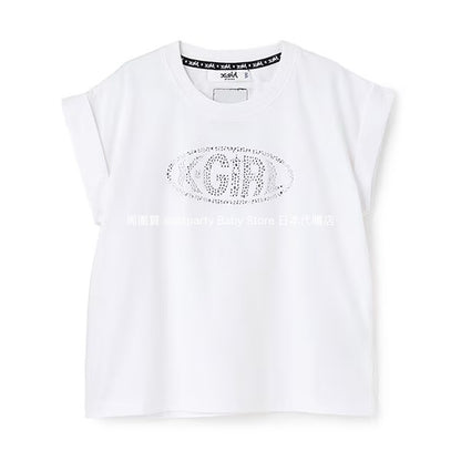 Japanese children's clothing X-girl Stages rhinestone print top 90-140cm girls summer TOPS 