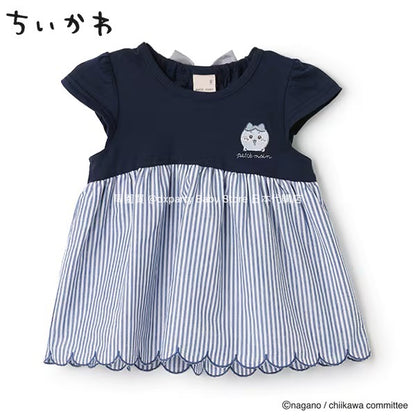 Japanese children's clothing pe#main x Chiikawa ちいかわ patchwork short-sleeved top 90-130cm girls' summer TOPS 