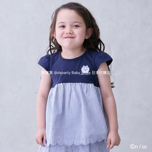 Japanese children's clothing pe#main x Chiikawa ちいかわ patchwork short-sleeved top 90-130cm girls' summer TOPS 
