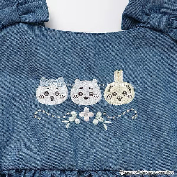 Japanese children's clothing pe#main x Chiikawa ちいかわ embroidered ruffle top 90-130cm girls summer TOPS 