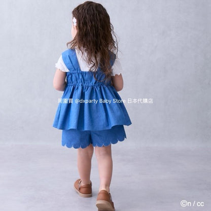 Japanese children's clothing pe#main x Chiikawa ちいかわ embroidered ruffle top 90-130cm girls summer TOPS 