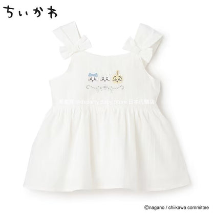 Japanese children's clothing pe#main x Chiikawa ちいかわ embroidered ruffle top 90-130cm girls summer TOPS 