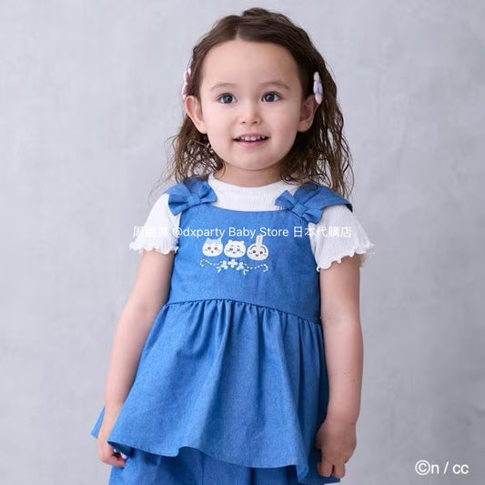 Japanese children's clothing pe#main x Chiikawa ちいかわ embroidered ruffle top 90-130cm girls summer TOPS 