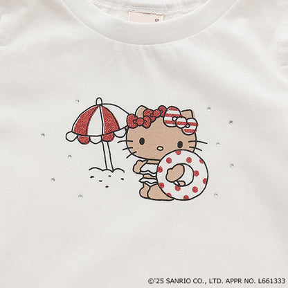 Japanese children's clothing pe#main x Sanrio Sunburn series contact cool off-shoulder lace top 80-130cm girls summer TOPS 