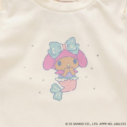 Japanese children's clothing pe#main x Sanrio Sunburn series contact cool off-shoulder lace top 80-130cm girls summer TOPS 