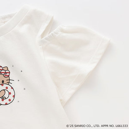 Japanese children's clothing pe#main x Sanrio Sunburn series contact cool off-shoulder lace top 80-130cm girls summer TOPS 