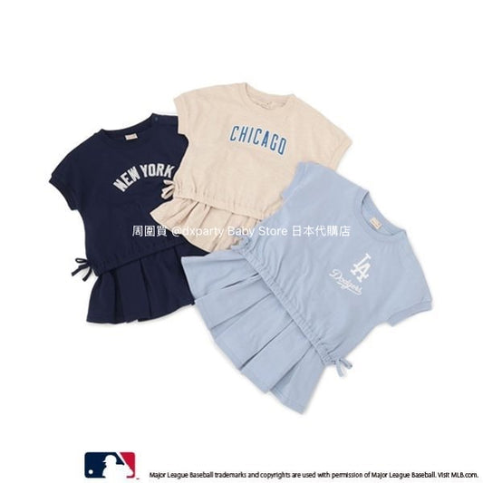 Japanese pe#main x MLB two-piece set (80-130cm) for girls (Summer TOPS SKIRTS) 