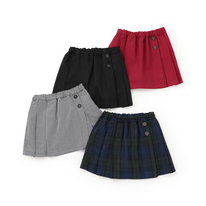 日本童裝 pe#main 百摺短裙 80-130cm 親子裝 女童款 秋季 SKIRTS 聖誕紅/新年紅 