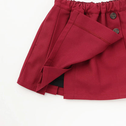 日本童裝 pe#main 百摺短裙 80-130cm 親子裝 女童款 秋季 SKIRTS 聖誕紅/新年紅 