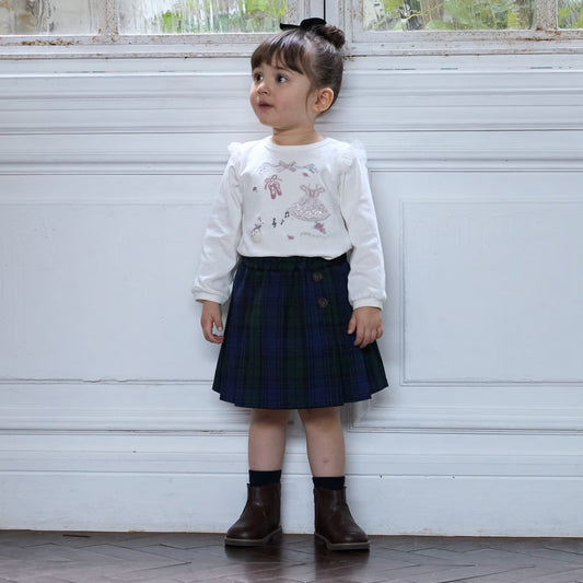 日本童裝 pe#main 百摺短裙 80-130cm 親子裝 女童款 秋季 SKIRTS 聖誕紅/新年紅 