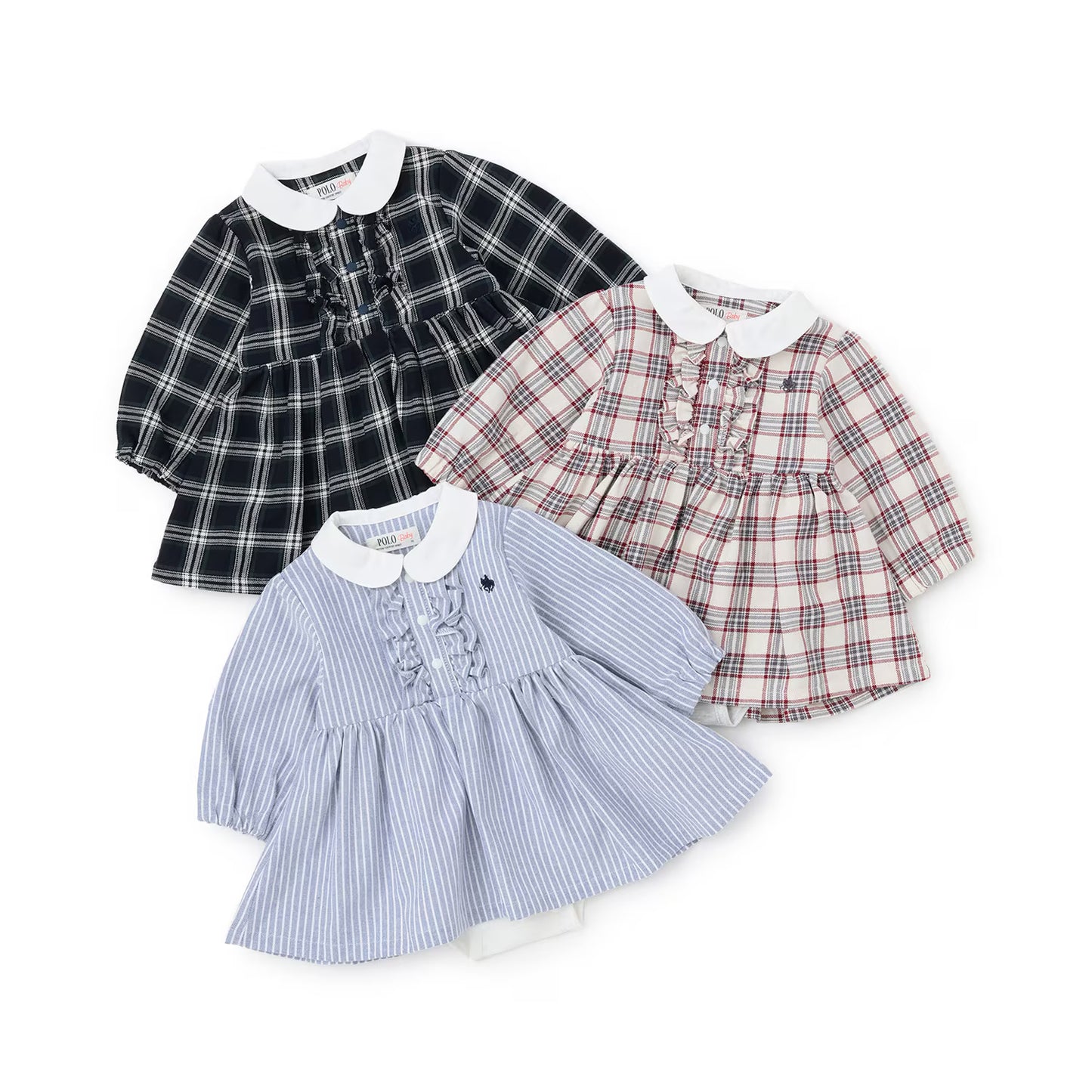 日本童裝 pe#main x POLO 襯衫裙連衣 70-80cm 女童款 初生嬰兒 秋季 Jumpsuit