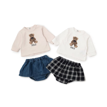 日本童裝 pe#main x POLO 可愛兩件套裝 70-80cm 女童款 初生嬰兒 秋季 TOPS SKIRTS PANTS