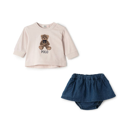 日本童裝 pe#main x POLO 可愛兩件套裝 70-80cm 女童款 初生嬰兒 秋季 TOPS SKIRTS PANTS