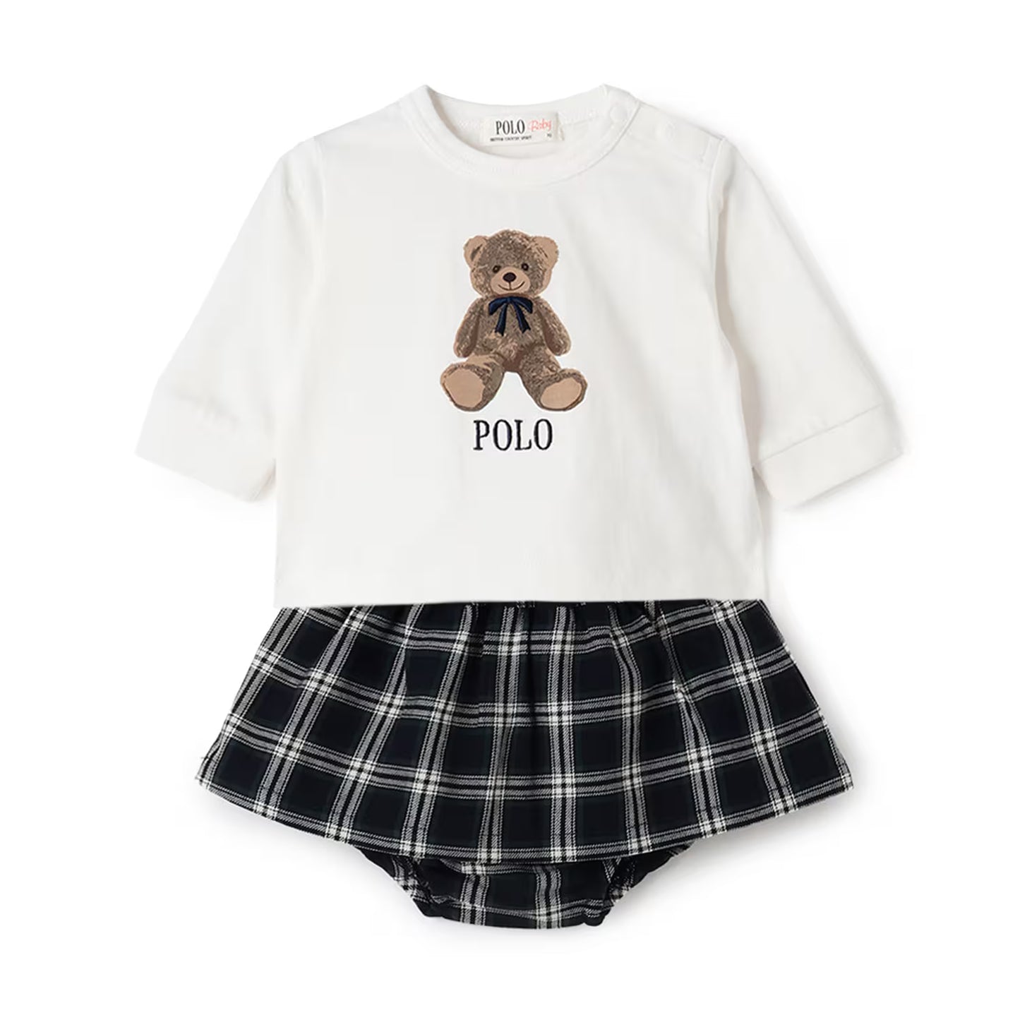 日本童裝 pe#main x POLO 可愛兩件套裝 70-80cm 女童款 初生嬰兒 秋季 TOPS SKIRTS PANTS