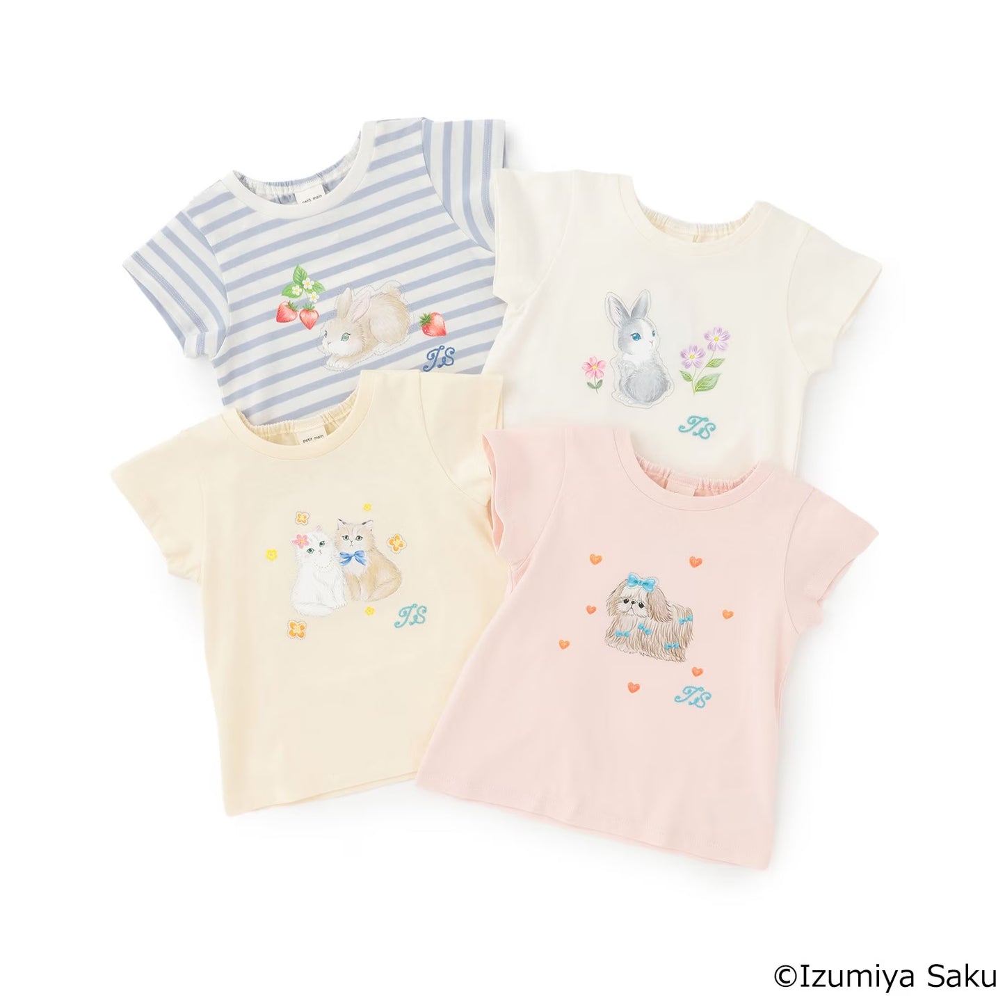 日本童裝 pe#main x【泉屋作】動物印花上衣 80-130cm 女童款 夏季 TOPS