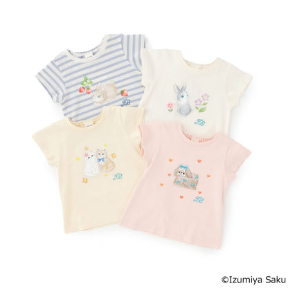 日本童裝 pe#main x【泉屋作】動物印花上衣 80-130cm 女童款 夏季 TOPS