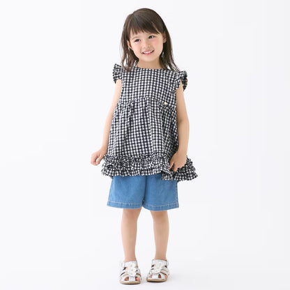 日本童裝 pe#main 心形格子上衣 80-130cm 女童款 夏季 TOPS
