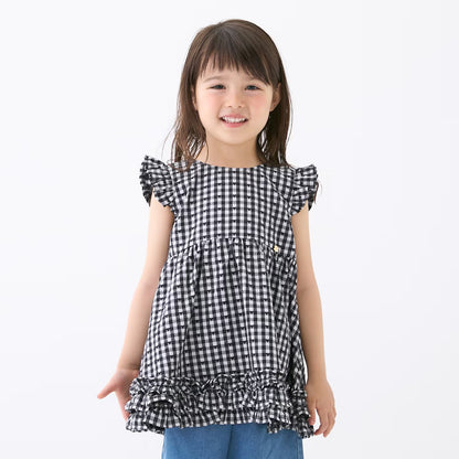 日本童裝 pe#main 心形格子上衣 80-130cm 女童款 夏季 TOPS