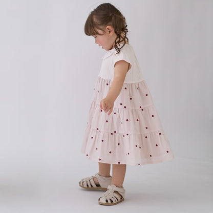 日本童裝 pe#main 心形刺繡拼接連身裙 80-130cm 女童款 夏季 DRESSES