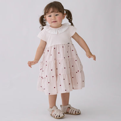 日本童裝 pe#main 心形刺繡拼接連身裙 80-130cm 女童款 夏季 DRESSES