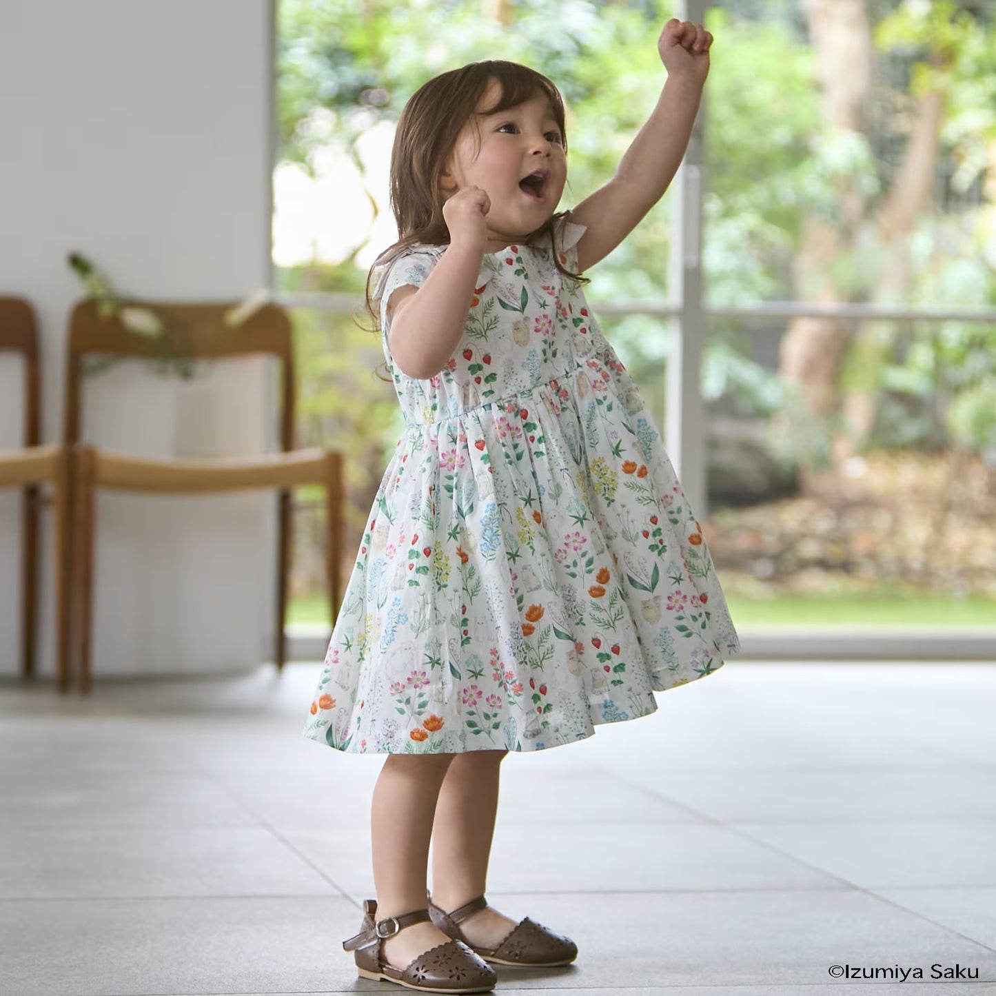 日本童裝 pe#main x【泉屋作】肩帶印花連身裙 80-130cm 女童款 夏季 DRESSES