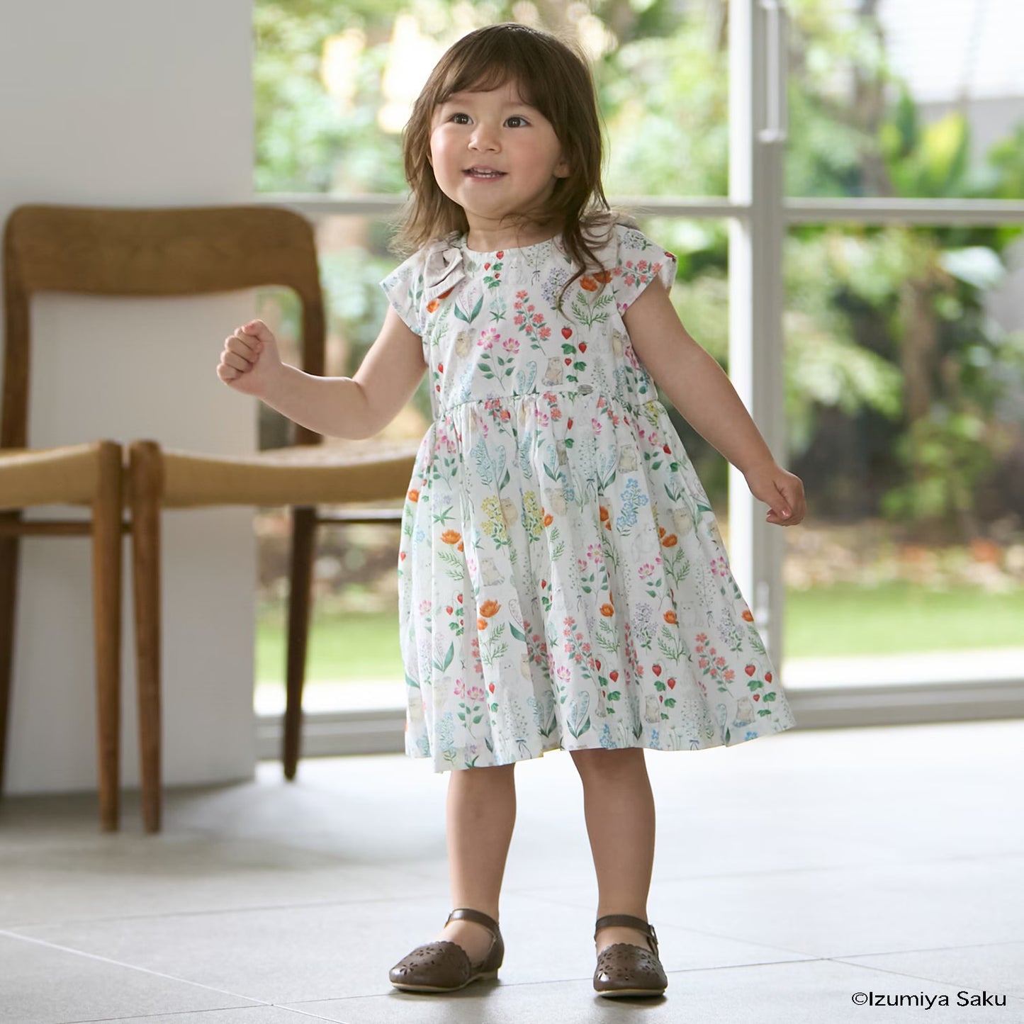 日本童裝 pe#main x【泉屋作】肩帶印花連身裙 80-130cm 女童款 夏季 DRESSES