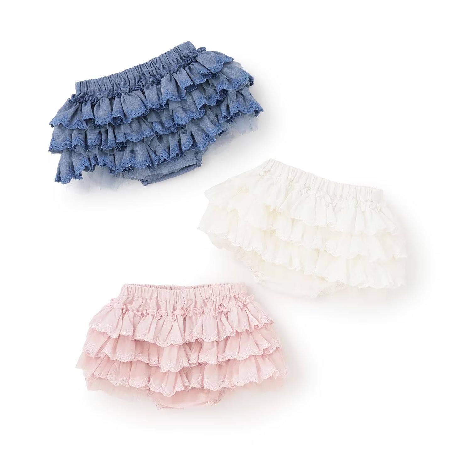 日本童裝 pe#main 蕾絲荷葉邊裙褲 70-80cm 女童款 初生嬰兒 夏季 PANTS