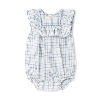 日本童裝 pe#main 格紋荷葉邊連衣 70-80cm 女童款 初生嬰兒 夏季 Jumpsuit
