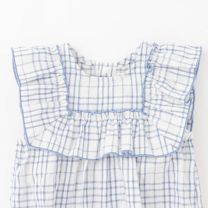 日本童裝 pe#main 格紋荷葉邊連衣 70-80cm 女童款 初生嬰兒 夏季 Jumpsuit