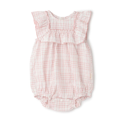 日本童裝 pe#main 格紋荷葉邊連衣 70-80cm 女童款 初生嬰兒 夏季 Jumpsuit