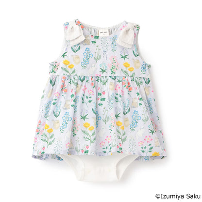 日本童裝 pe#main x【泉屋作】肩帶花印花連衣 70-80cm 女童款 初生嬰兒 夏季 Jumpsuit