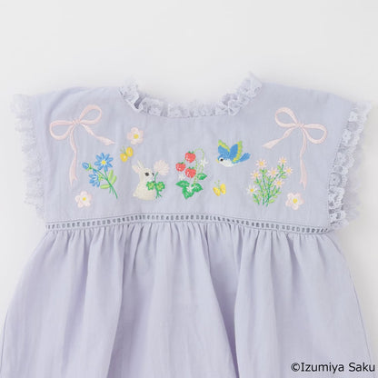 日本童裝 pe#main x【泉屋作】蕾絲褶皺刺繡兩件套裝 70-80cm 女童款 初生嬰兒 夏季 TOPS PANTS
