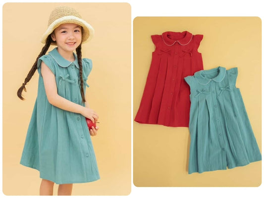 Japanese children's clothing BREEZE bow dress 90-140cm girls summer dresses 