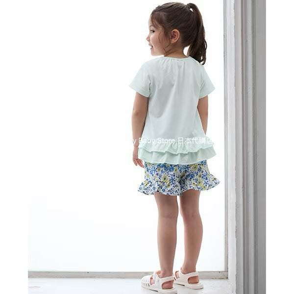 Japanese children's clothing pe#main amphibious quick-drying embroidered top 80-130cm girls summer TOPS summer swimsuit special edition 